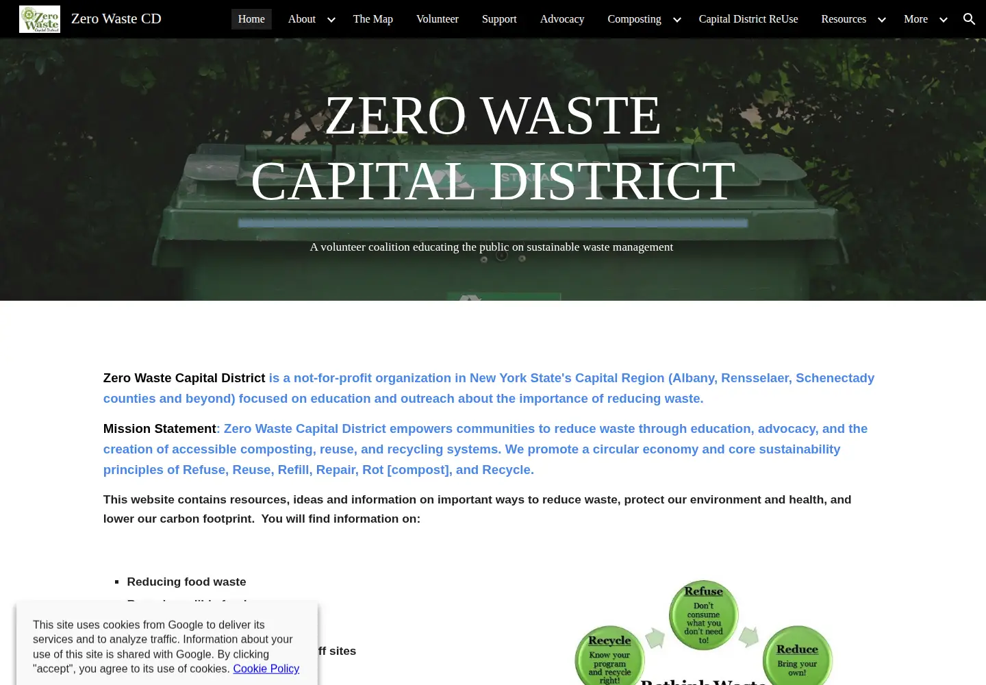Captured homepage of zerowastecd.org in the current scan