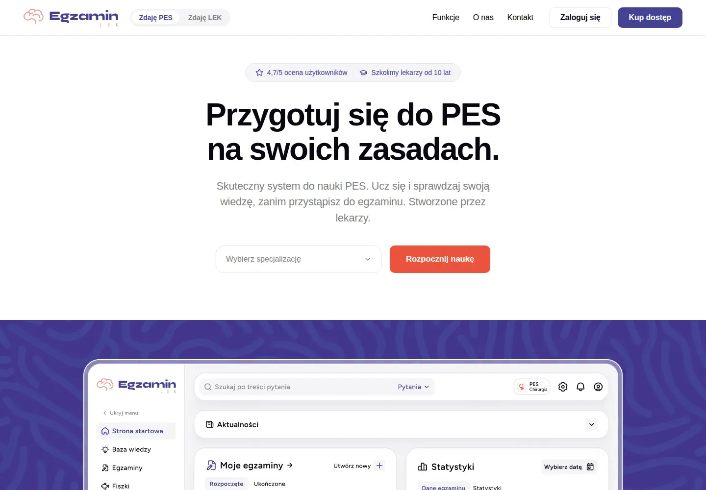 Screenshot of egzaminlek.pl