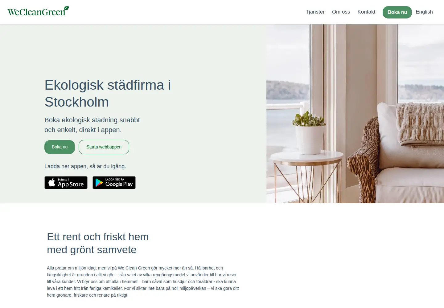 Captured homepage of cleangreen.se in the current scan