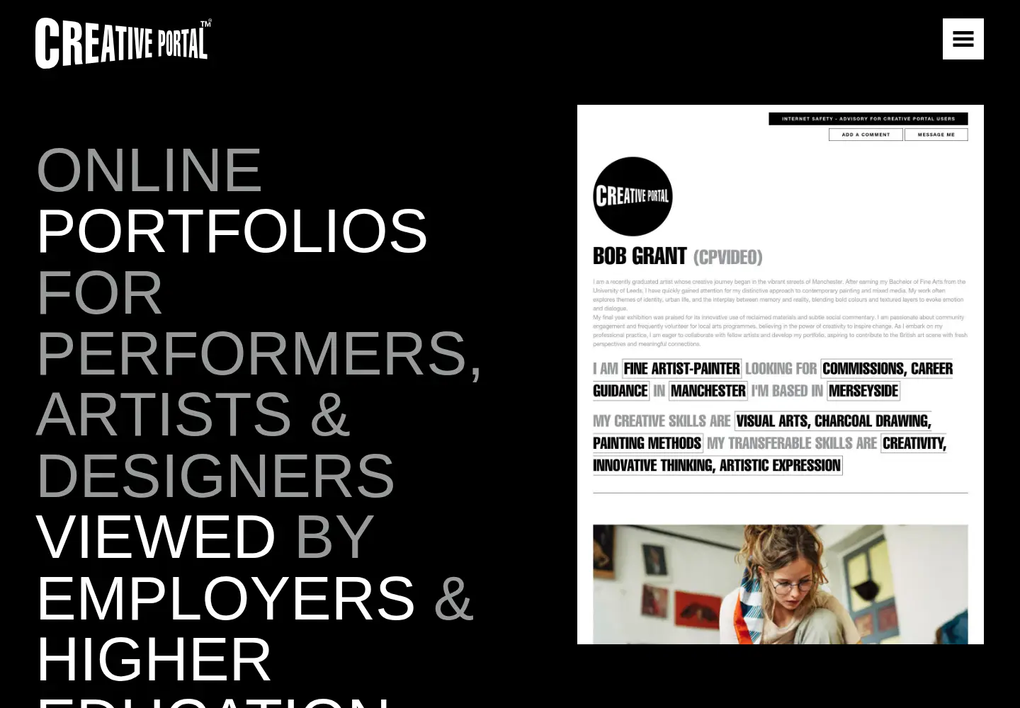 Screenshot of creativeportal.co.uk