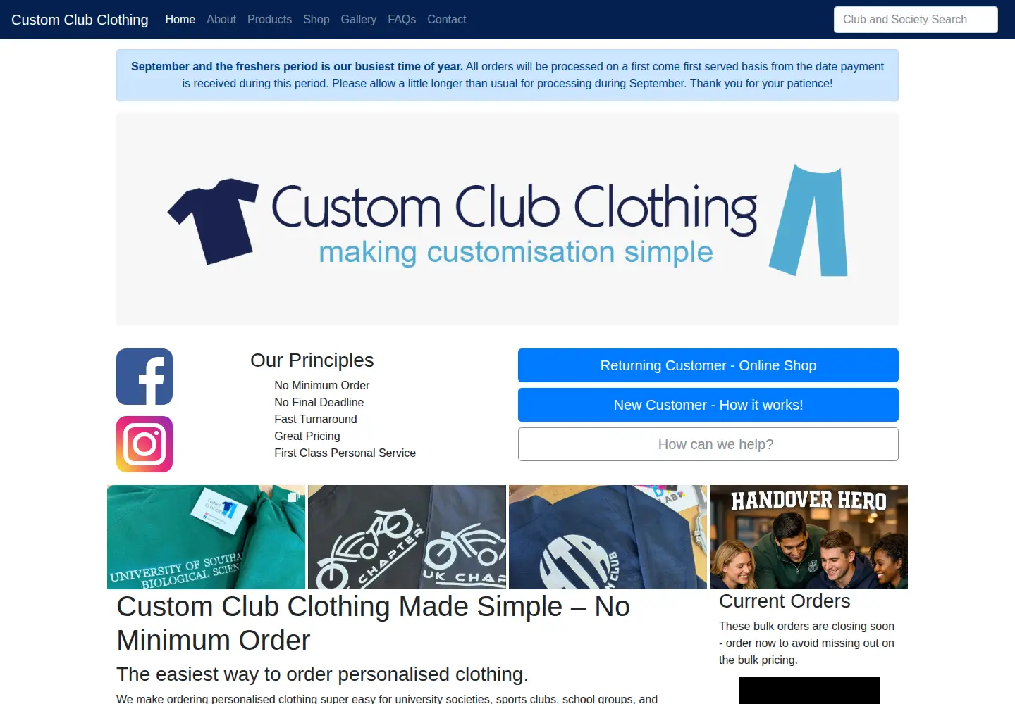 Screenshot of customclubclothing.co.uk