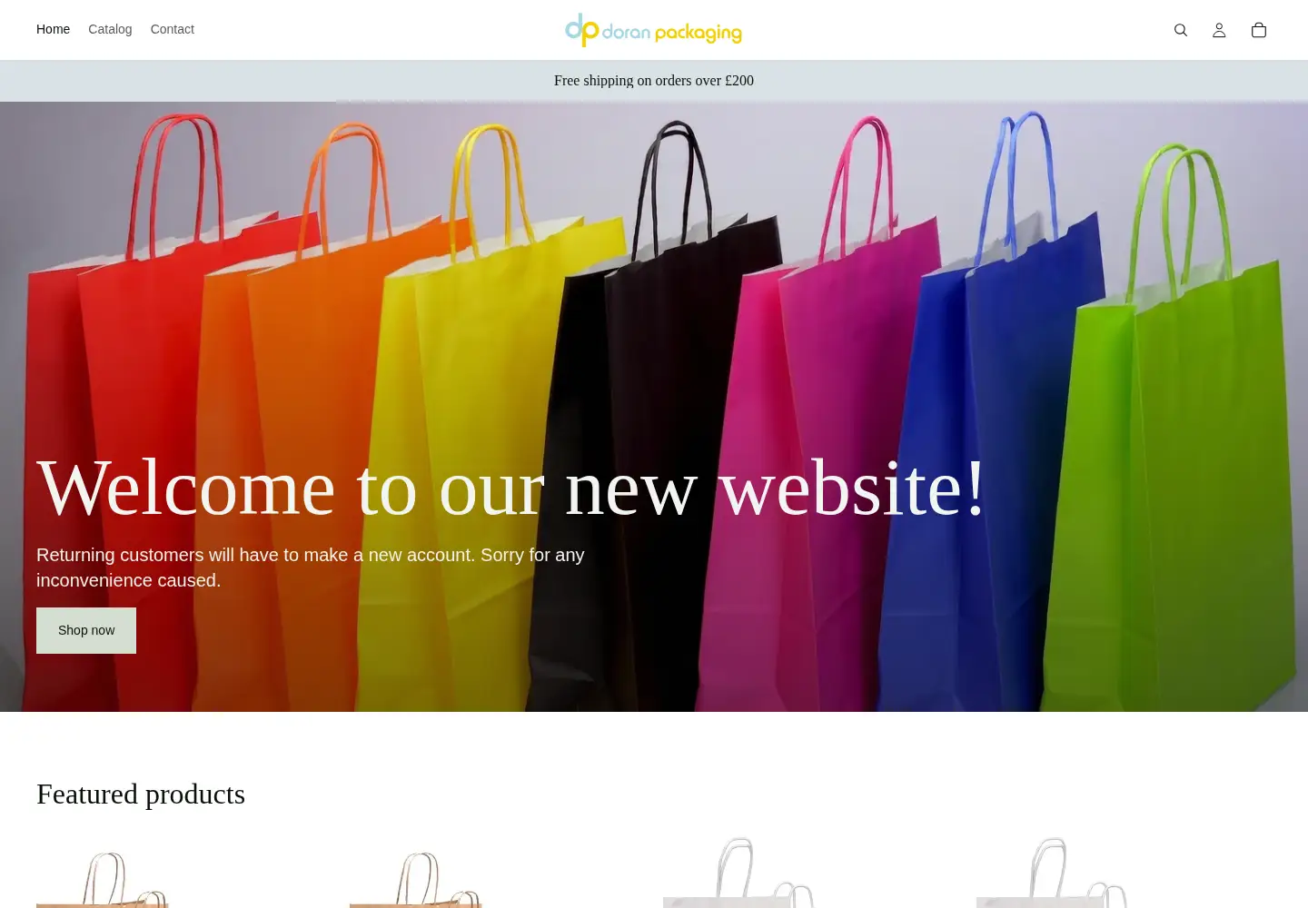 Captured homepage of doranpackaging.co.uk in the current scan