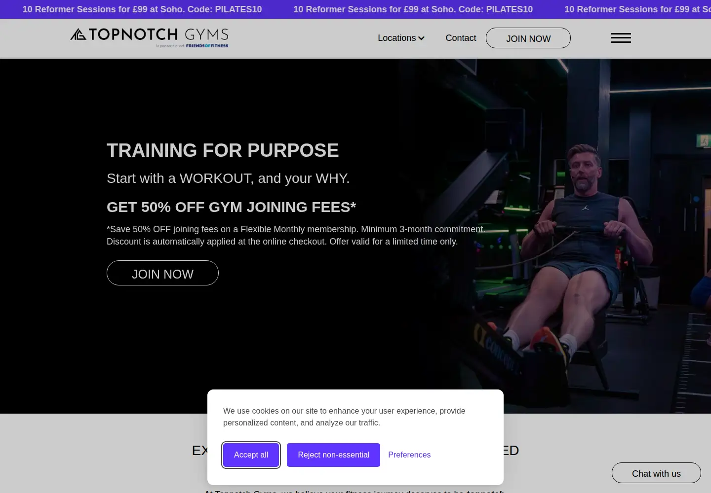 Captured homepage of topnotchgyms.co.uk in the current scan