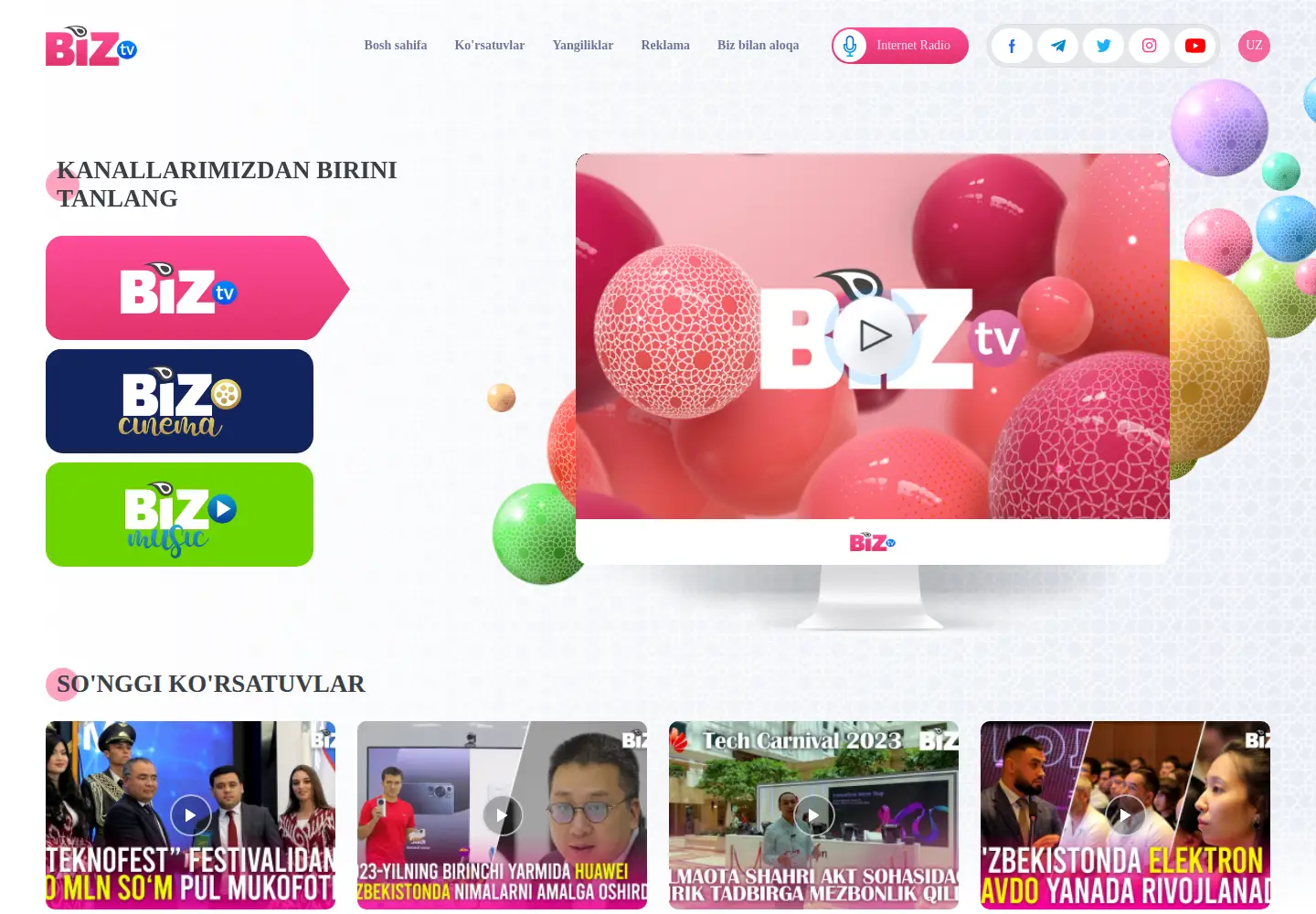 Screenshot of biztv.uz