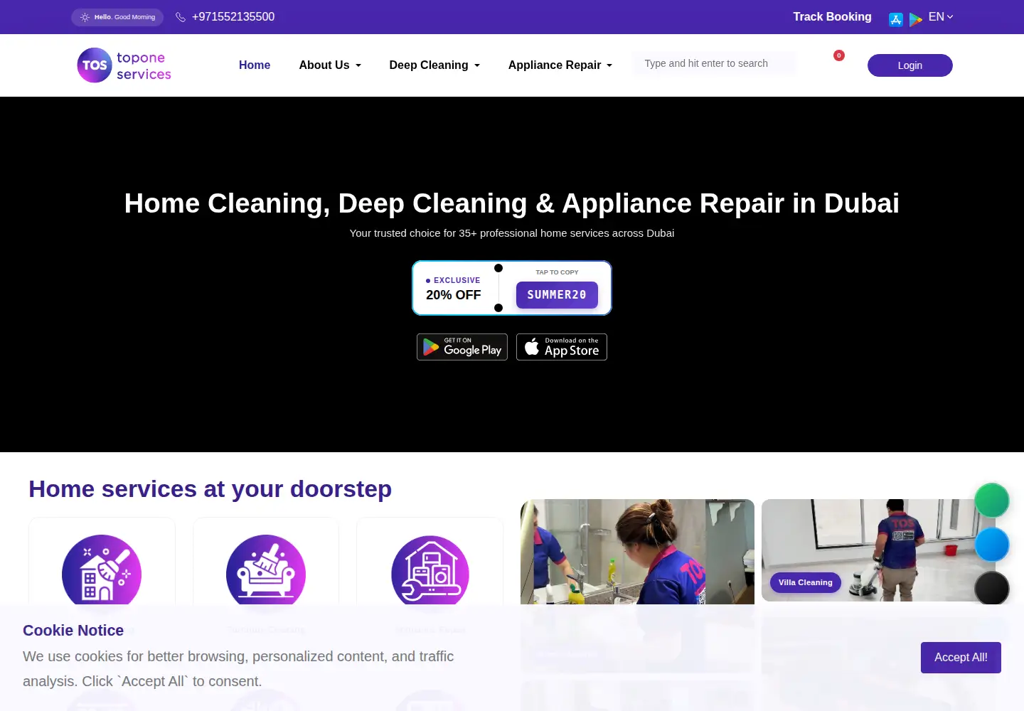 Screenshot of toponeservices.ae