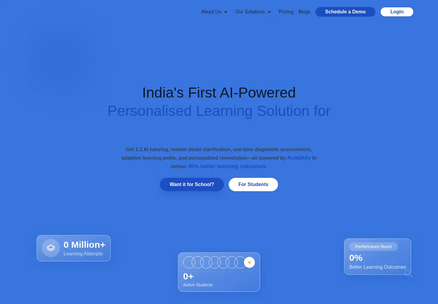 Captured homepage of acadally.ai in the current scan