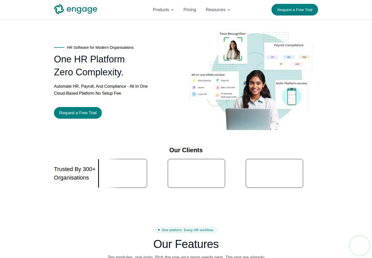 Captured homepage of hrengage.ai in the current scan