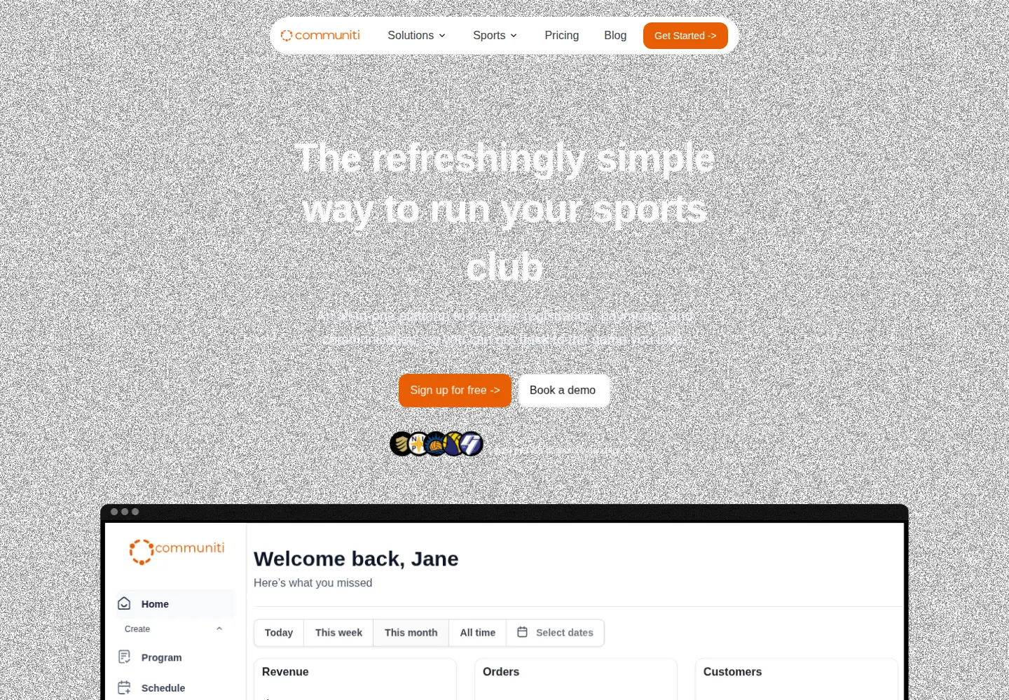 Captured homepage of communiti.app in the current scan