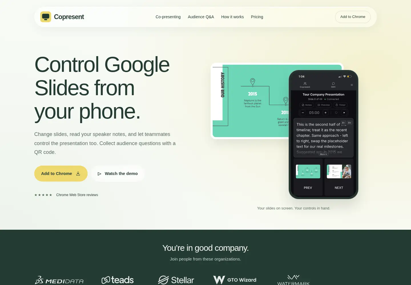 Captured homepage of copresent.app in the current scan