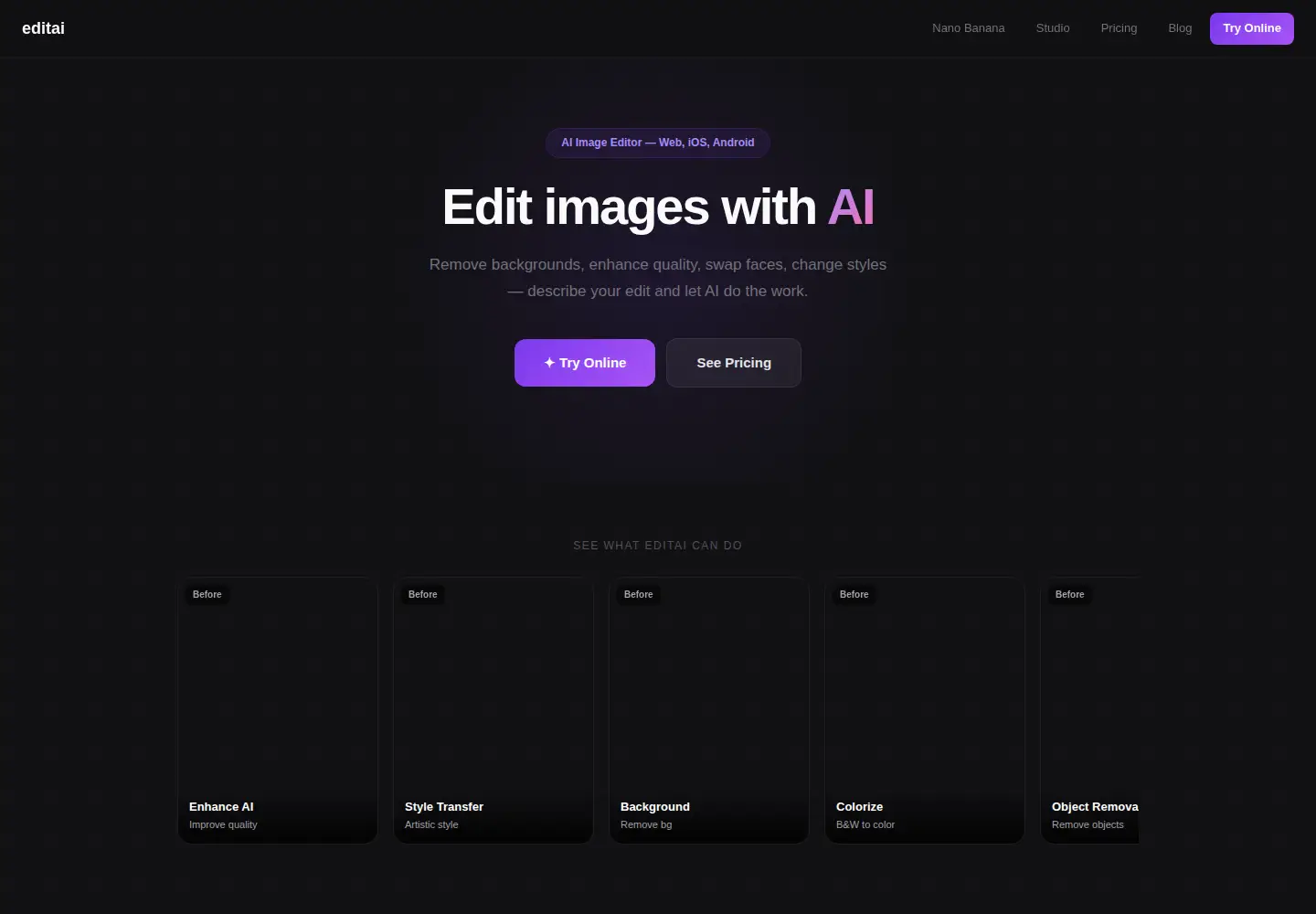 Captured homepage of editee.app in the current scan