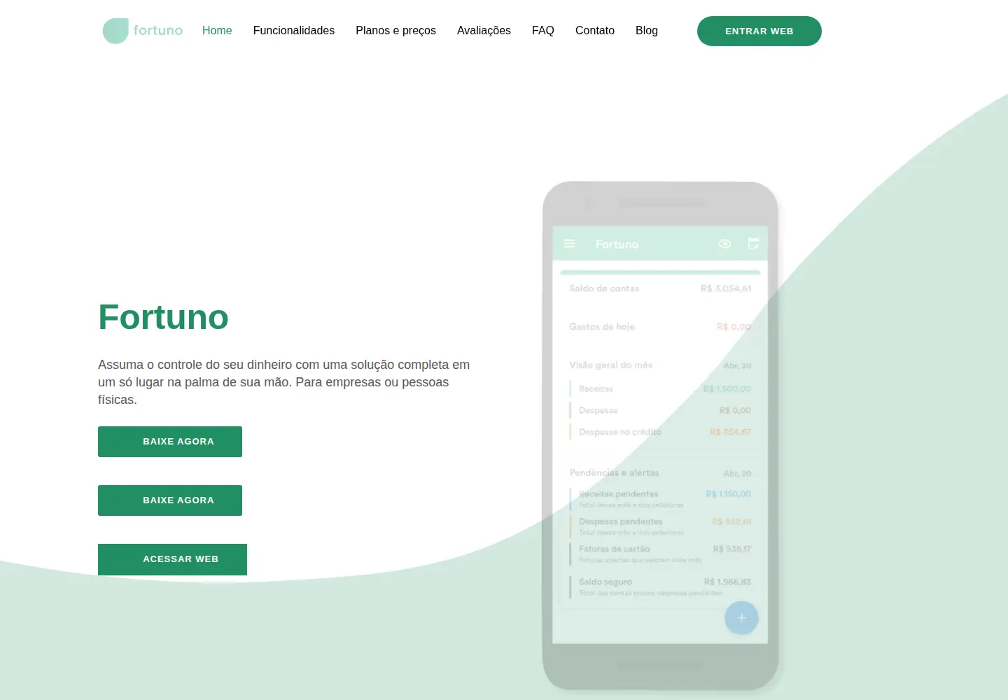 Captured homepage of fortuno.app in the current scan