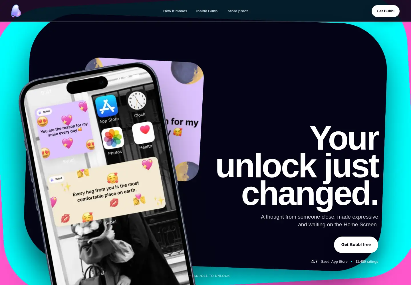Captured homepage of getbubbl.app in the current scan