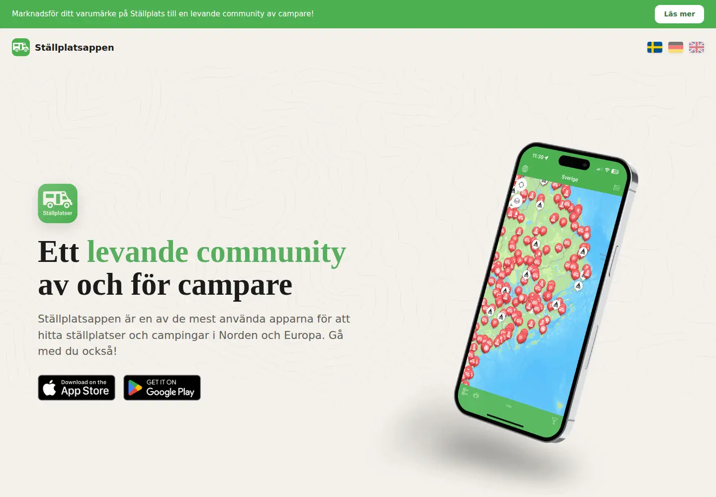 Captured homepage of stellplatz.app in the current scan