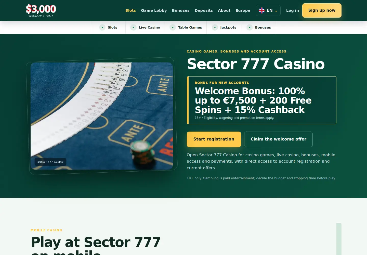Screenshot of sector777.eu