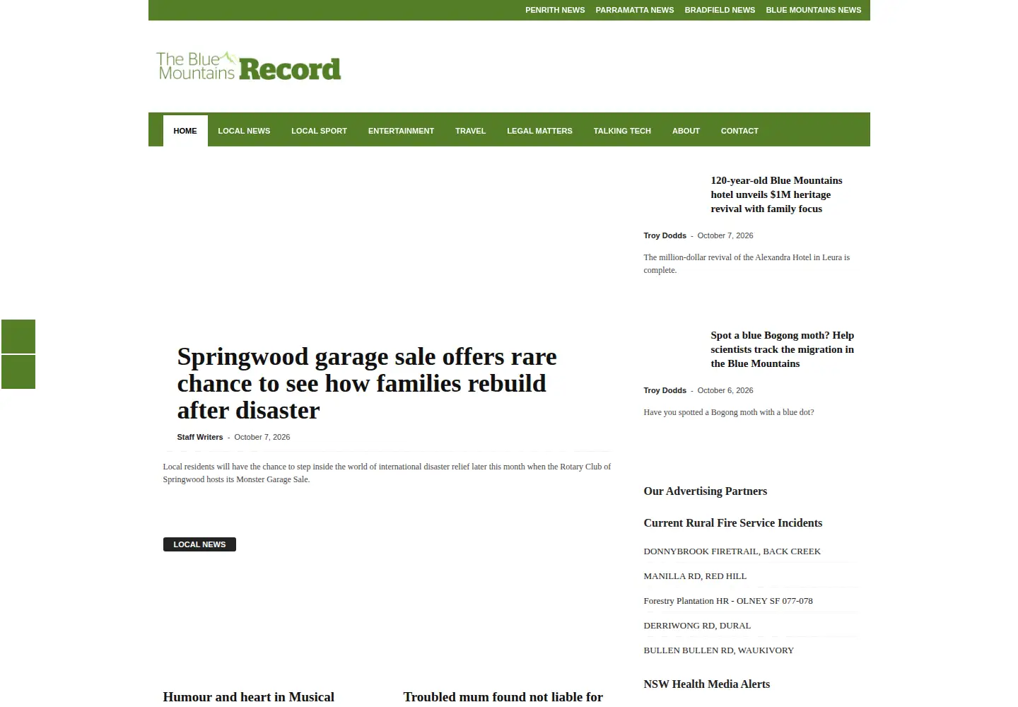 Captured homepage of bluemountainsrecord.com.au in the current scan