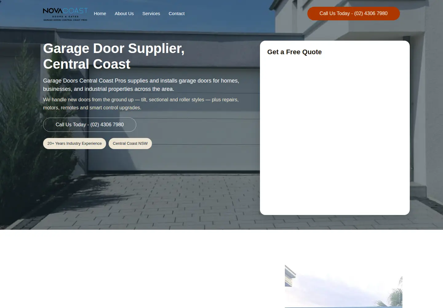 Captured homepage of garagedoorscentralcoastpros.com.au in the current scan