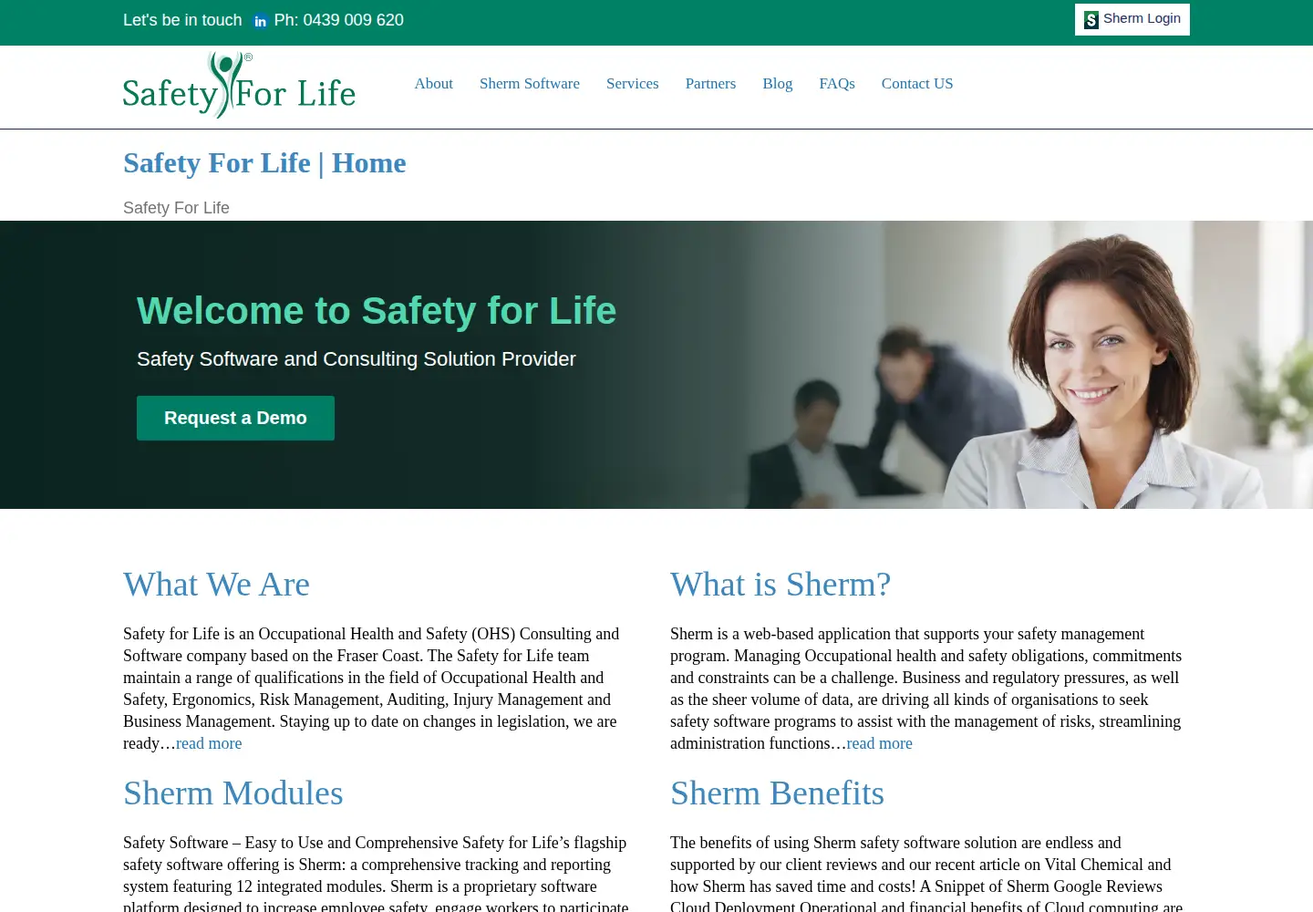 Captured homepage of safetyforlife.com.au in the current scan