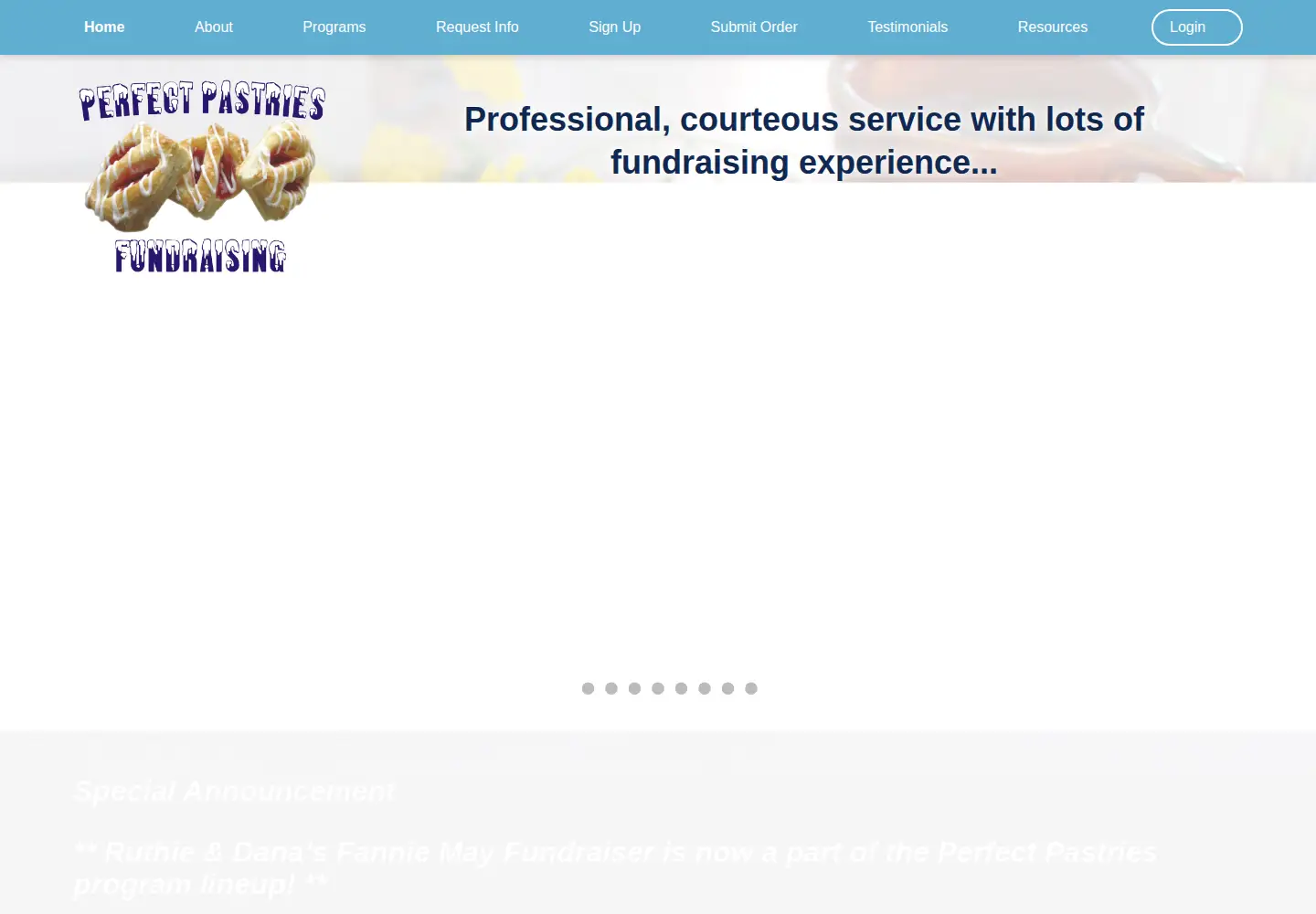Captured homepage of perfectpastries.biz in the current scan