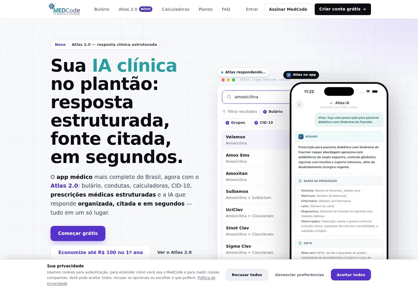 Captured homepage of medcode.com.br in the current scan