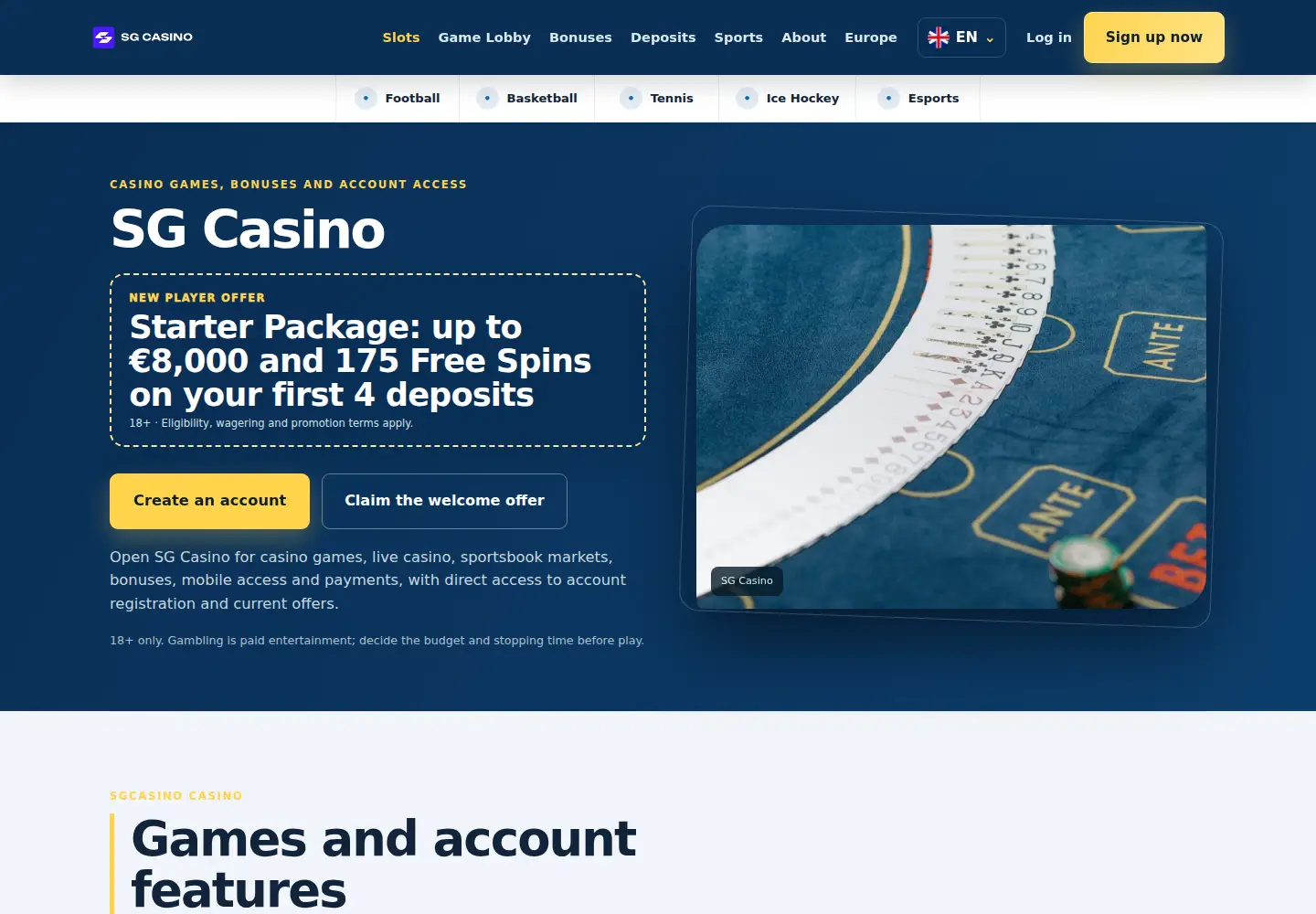 Screenshot of sgcasino.eu