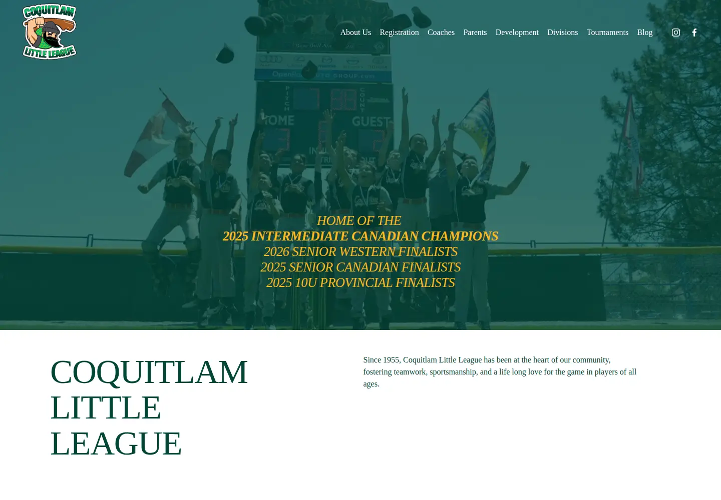 Screenshot of coquitlamlittleleague.ca