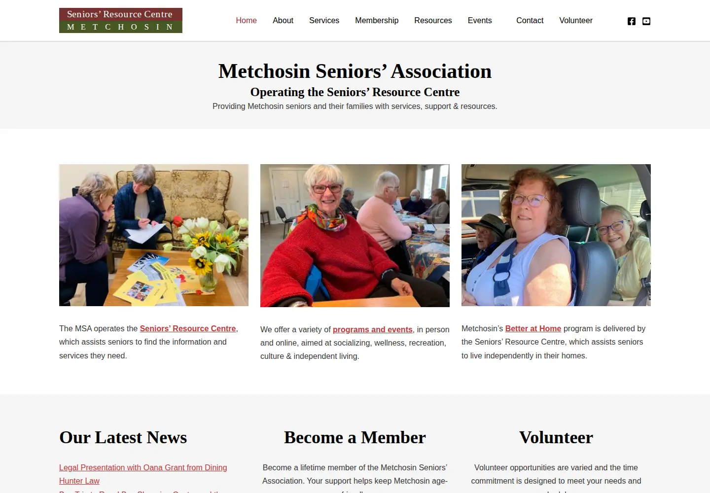 Screenshot of metchosinseniors.ca