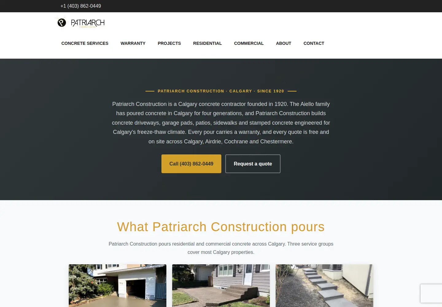 Captured homepage of patriarch.ca in the current scan