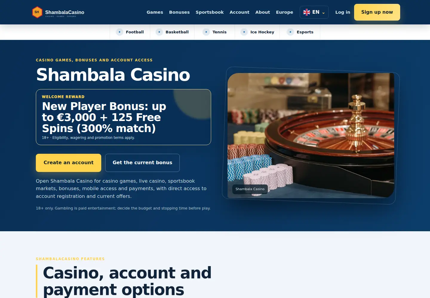Screenshot of shambalacasino.eu
