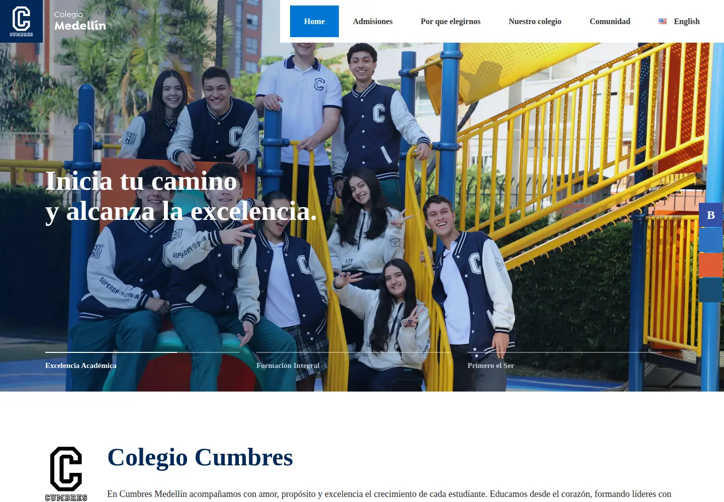 Screenshot of cumbresmedellin.edu.co