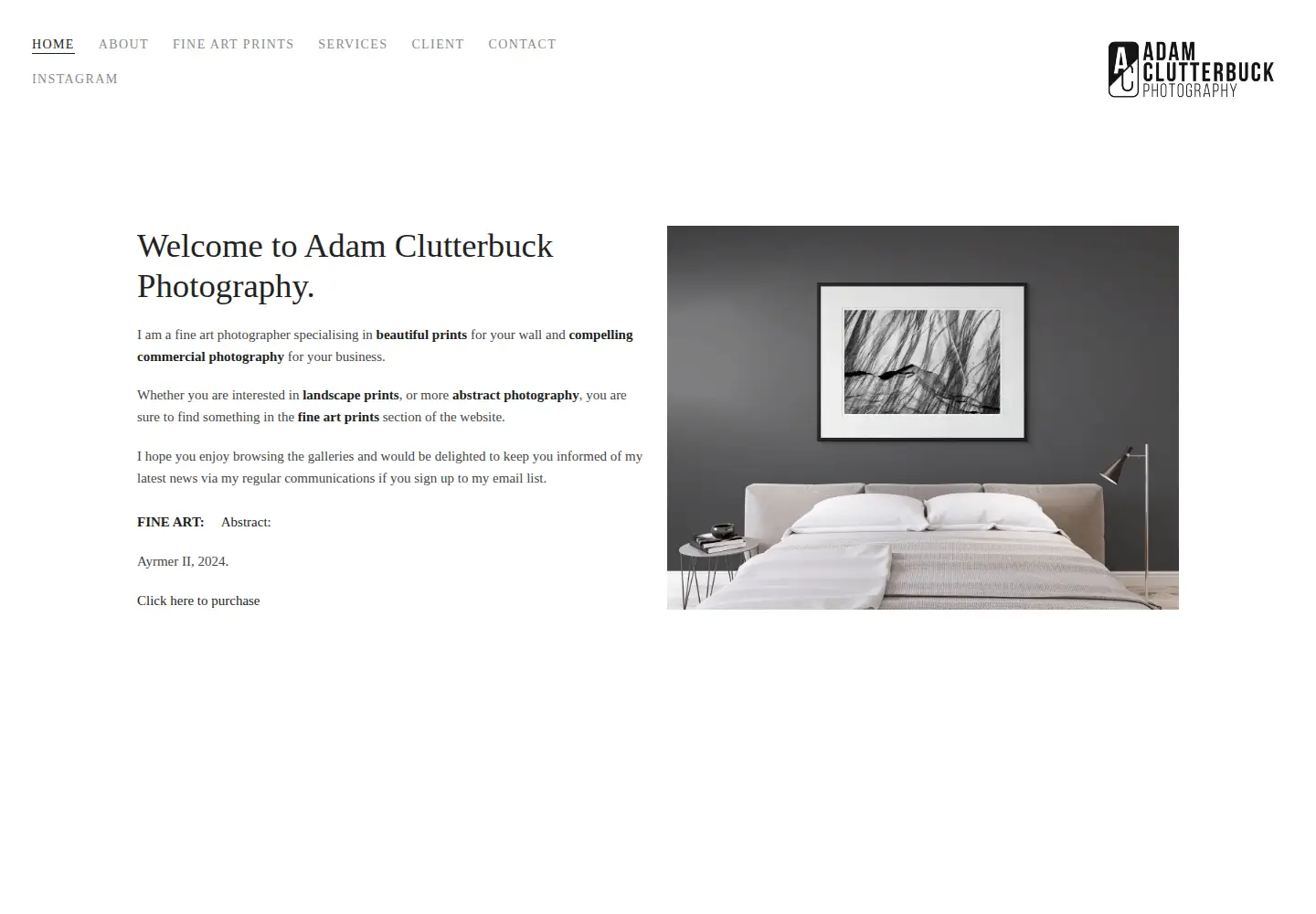 Screenshot of adamclutterbuckphotography.com