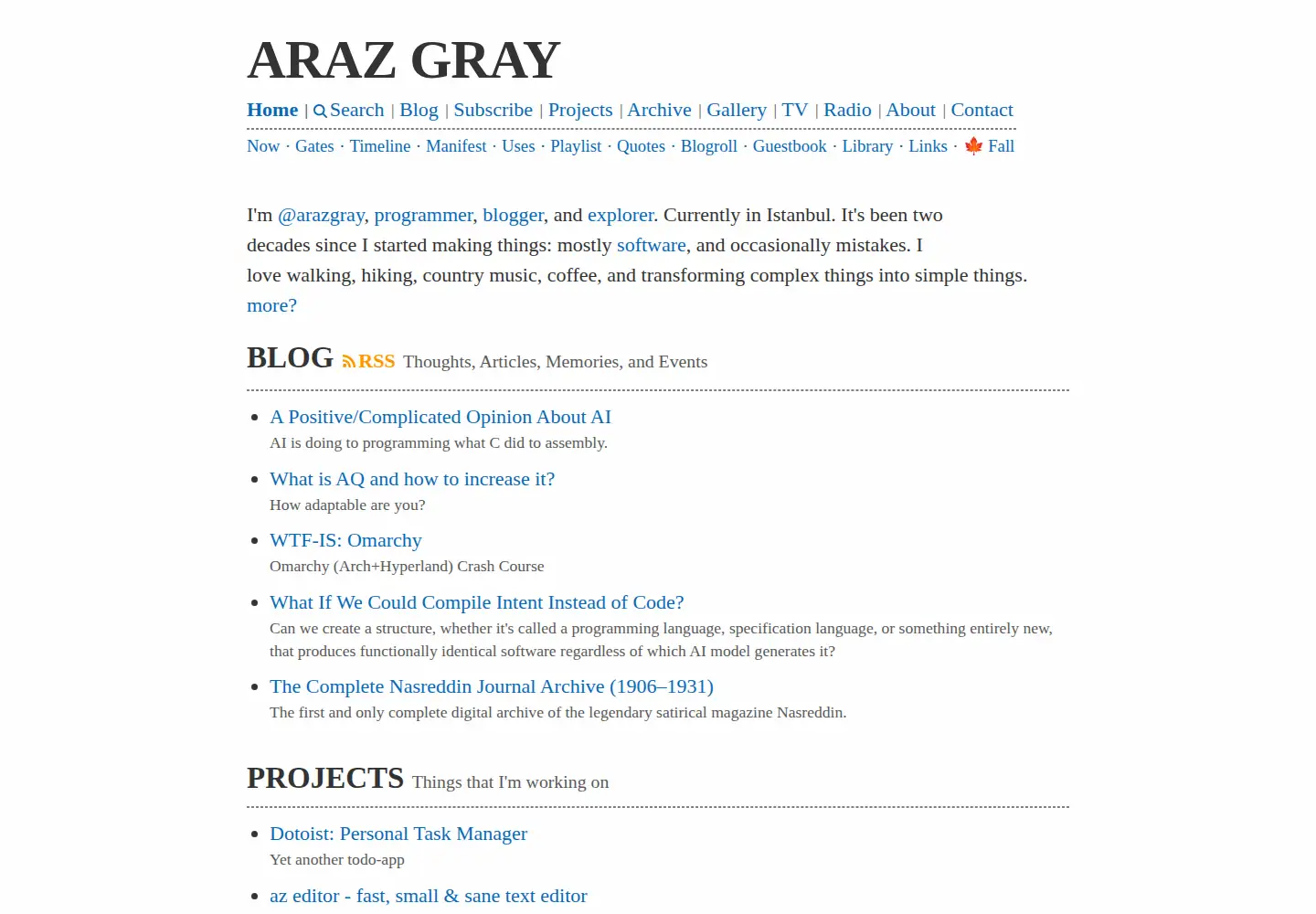 Captured homepage of arazgholami.com in the current scan