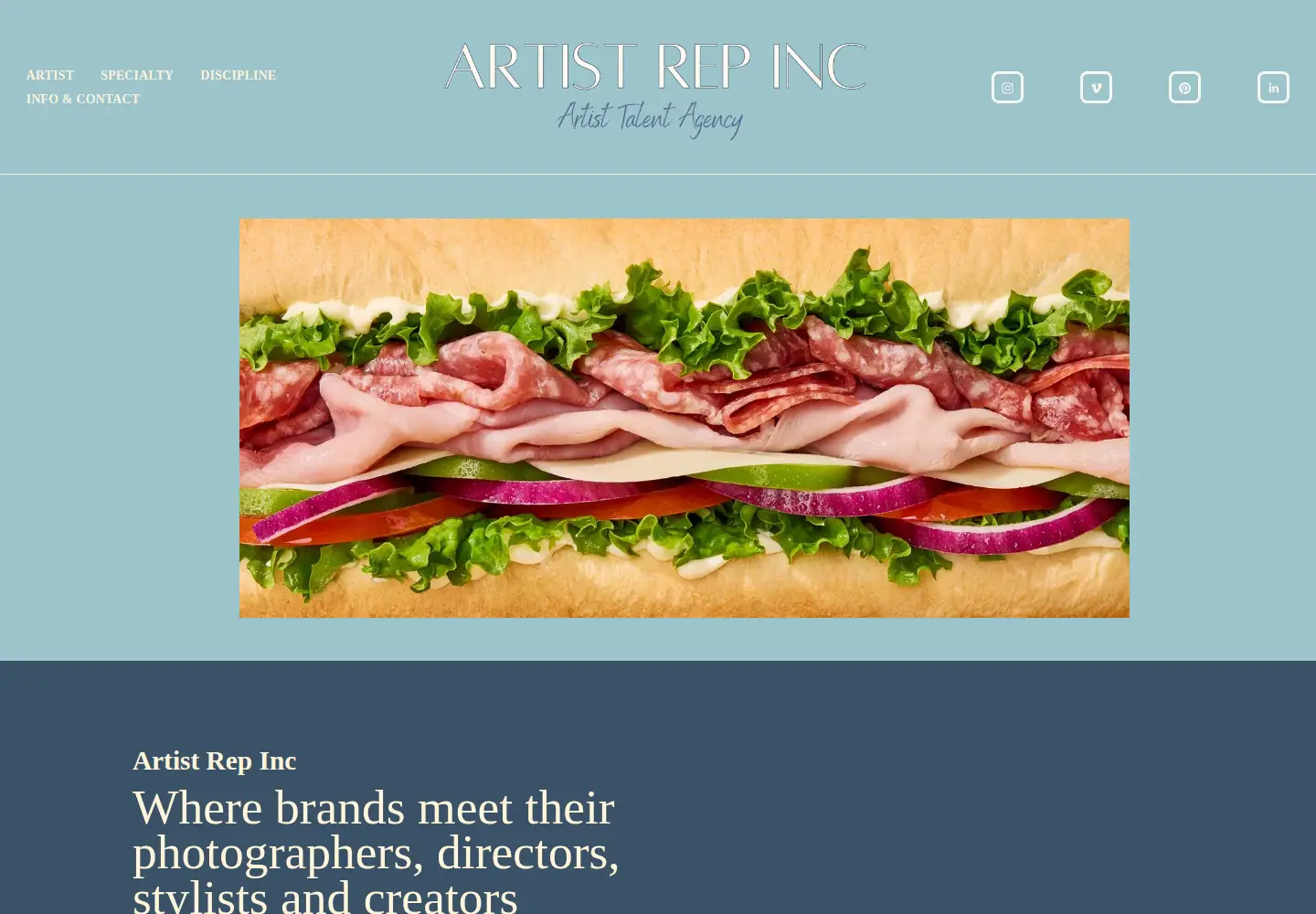 Captured homepage of artistrepinc.com in the current scan