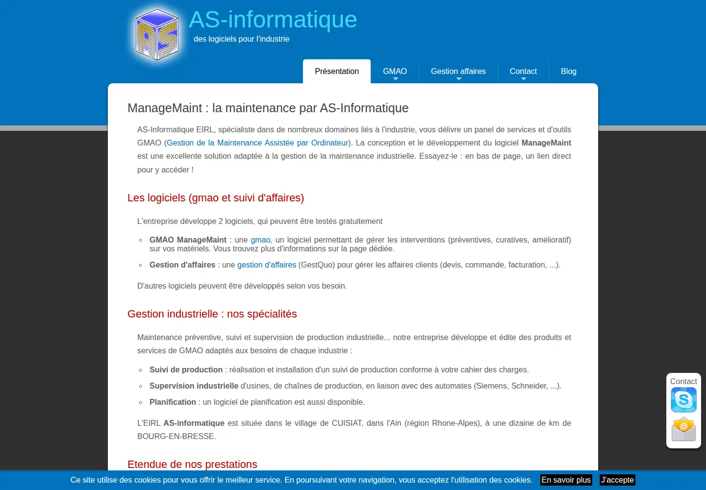 Captured homepage of as-informatique.com in the current scan