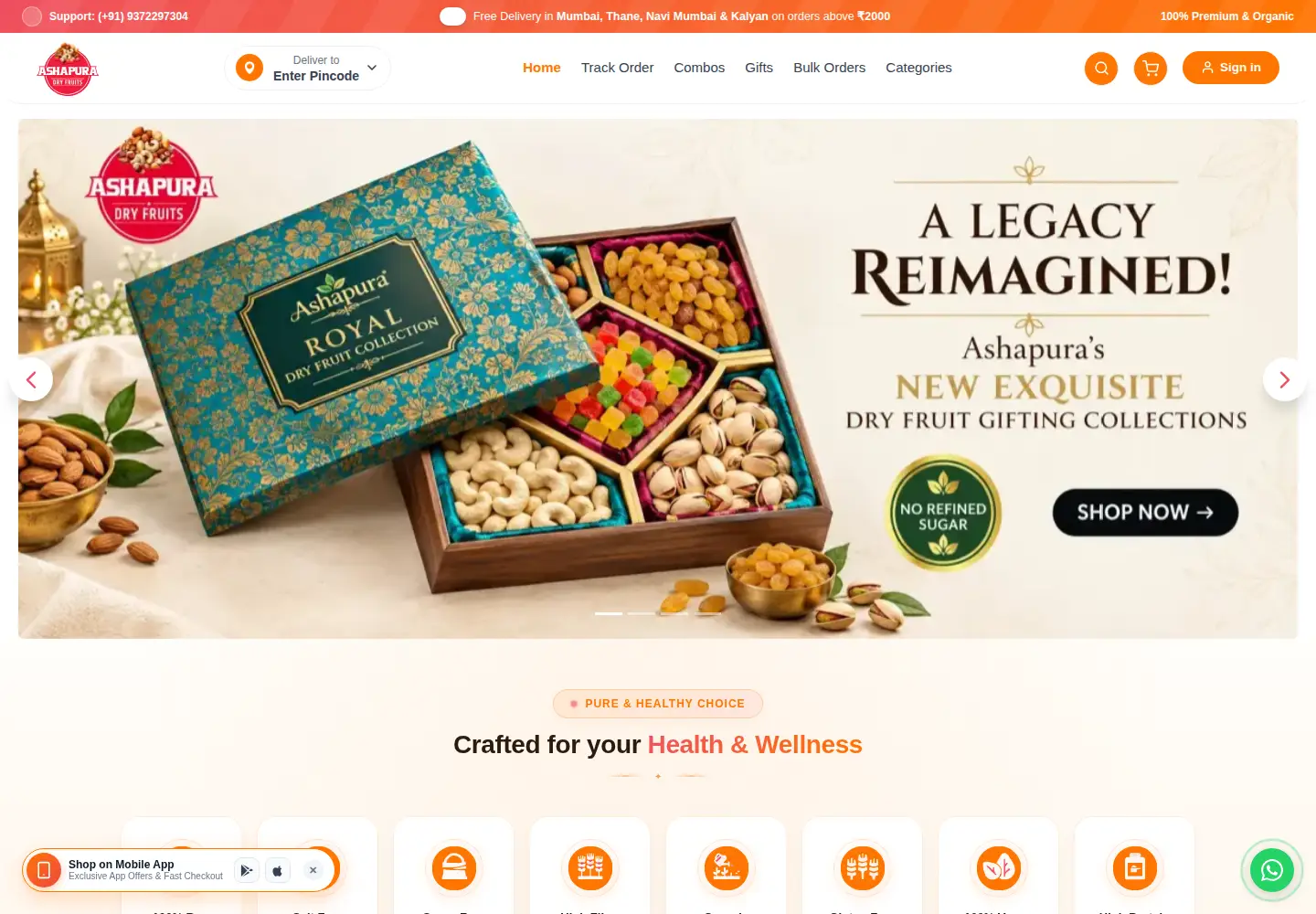 Captured homepage of ashapuradryfruits.com in the current scan