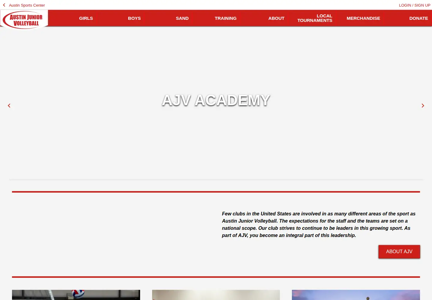 Captured homepage of austinjuniors.com in the current scan
