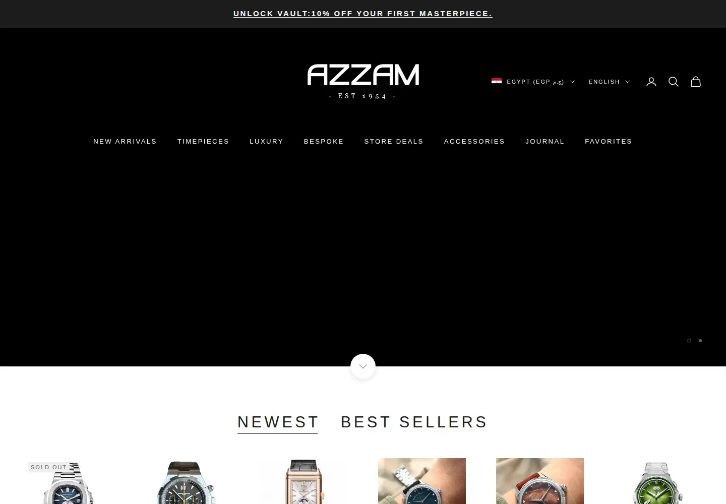 Screenshot of azzamwatches.com