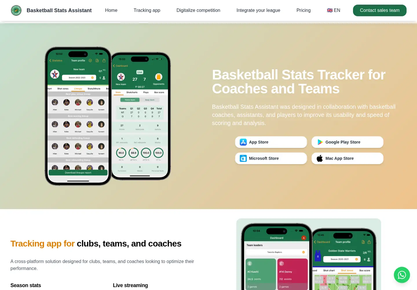 Captured homepage of basketstatsapp.com in the current scan