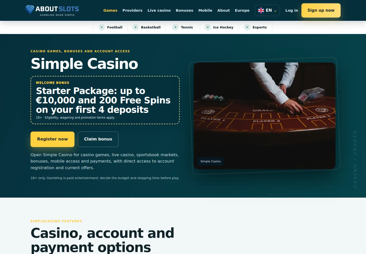 Screenshot of simplecasino.eu