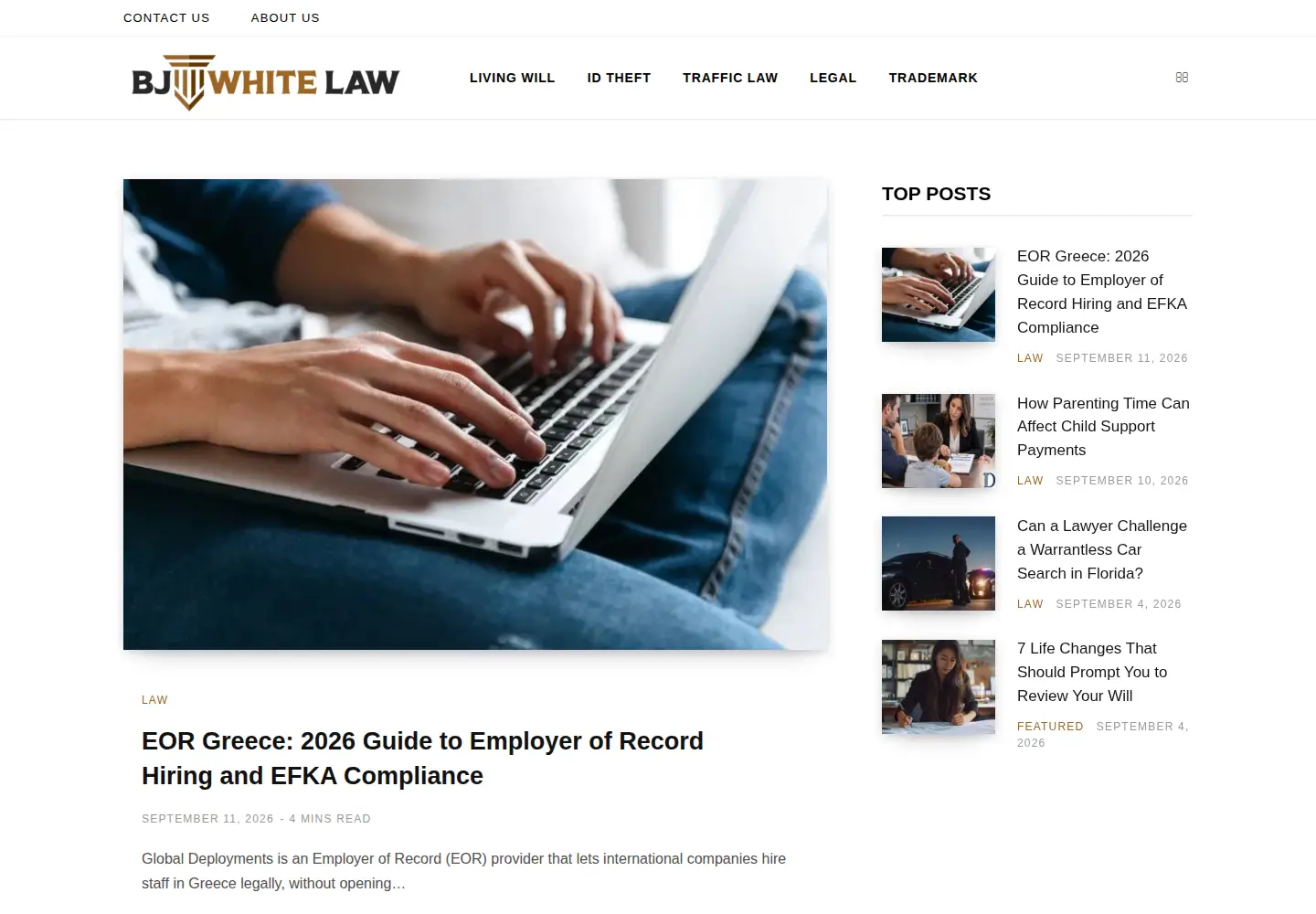 Captured homepage of bjwhitelaw.com in the current scan