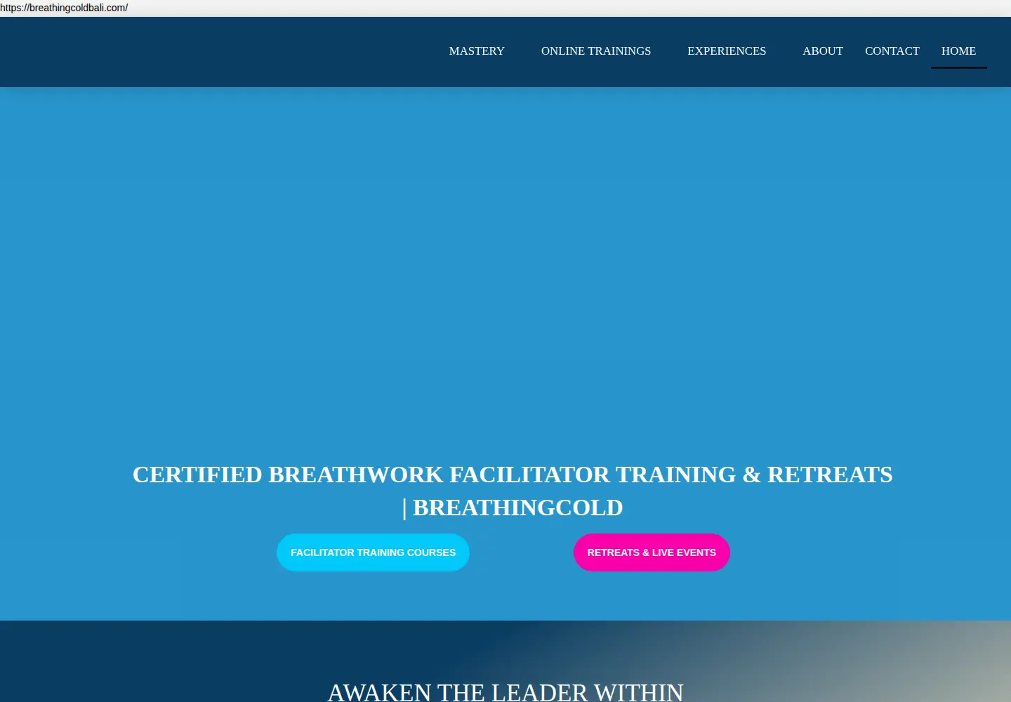 Screenshot of breathingcoldbali.com