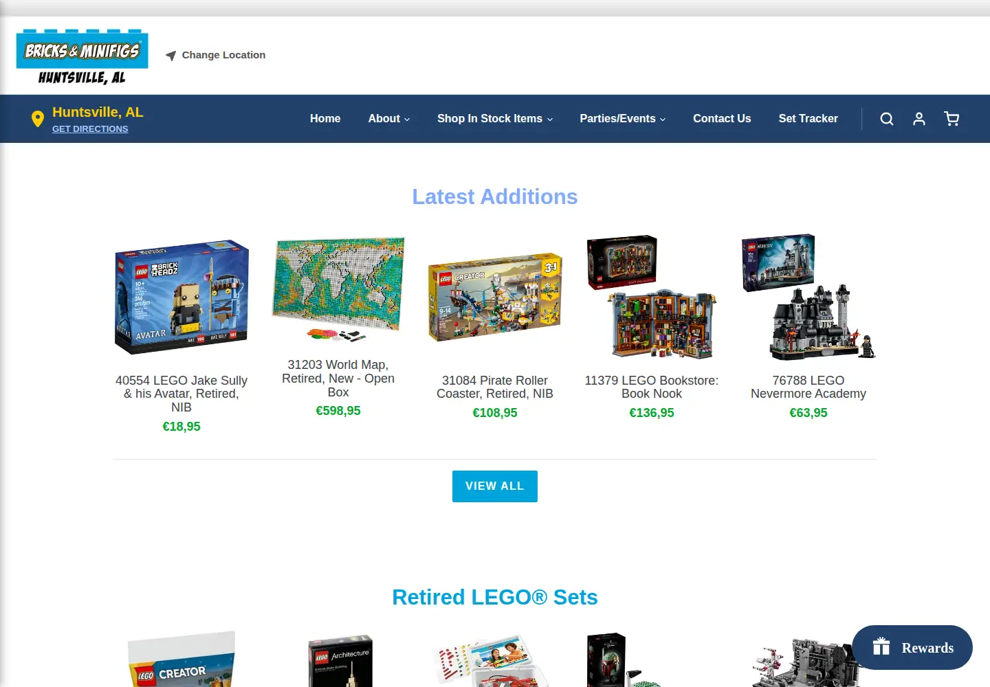 Captured homepage of bricksandminifigshuntsville.com in the current scan