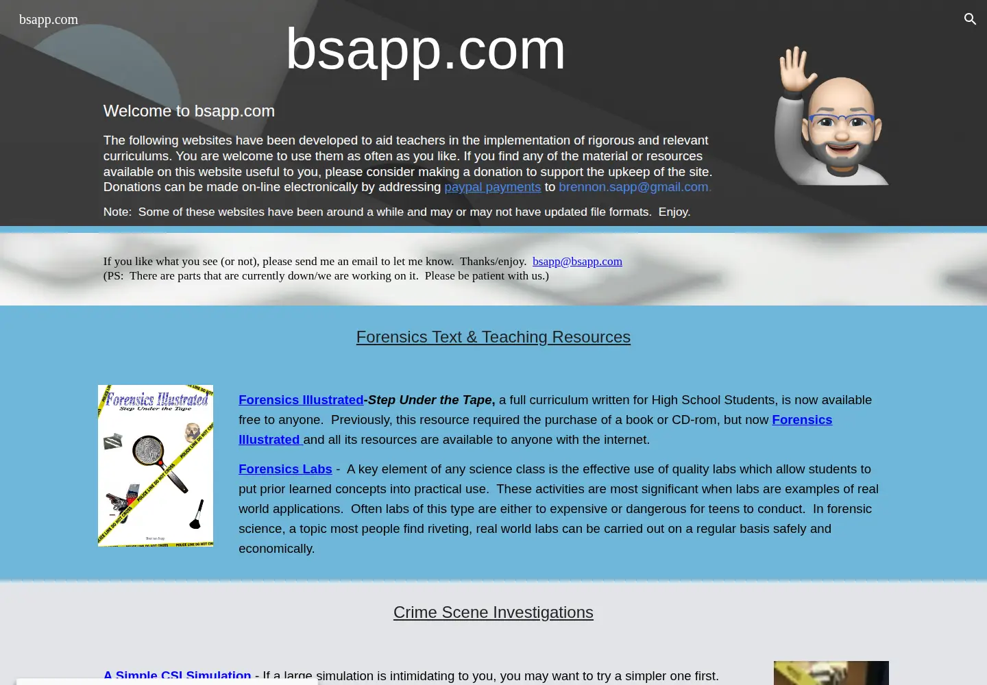 Captured homepage of bsapp.com in the current scan