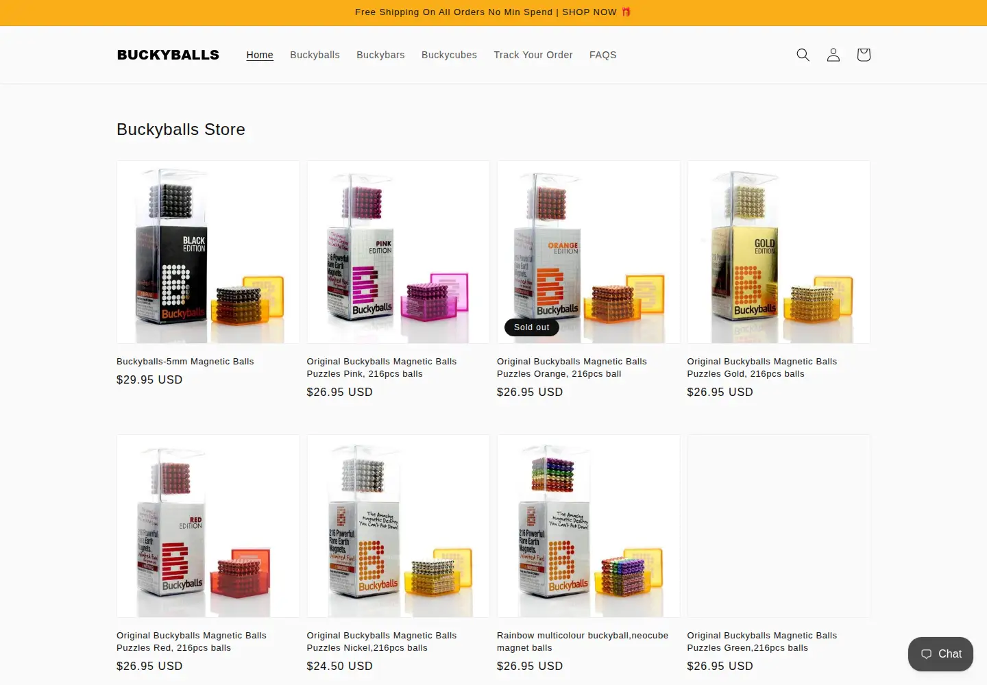 Screenshot of buckyballsstore.com