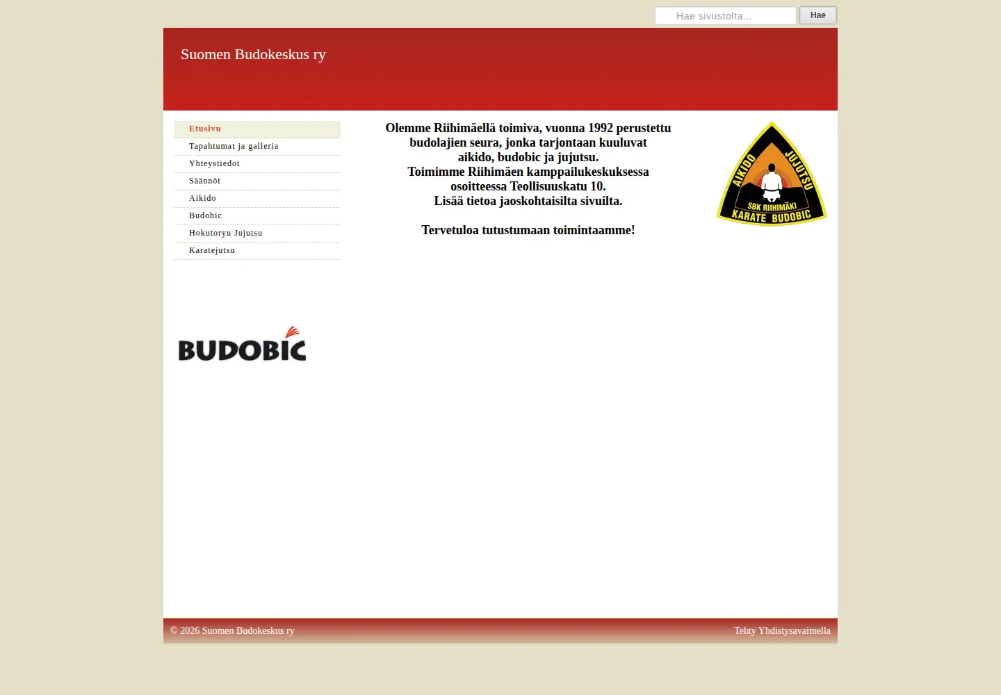 Captured homepage of budokeskus.com in the current scan