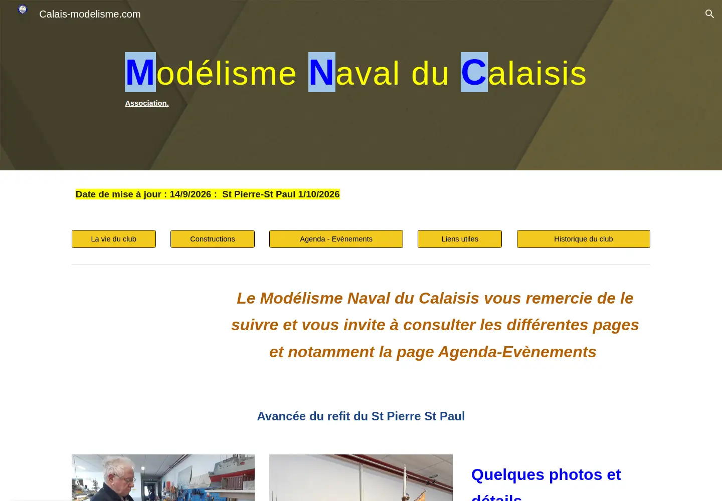 Captured homepage of calais-modelisme.com in the current scan