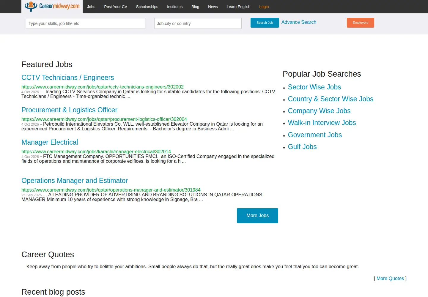 Captured homepage of careermidway.com in the current scan