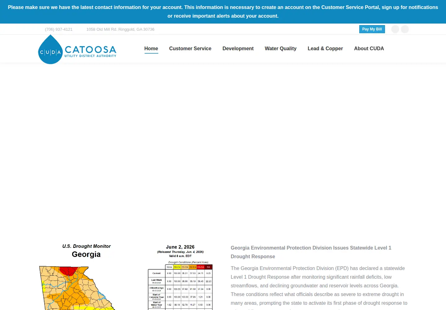 Captured homepage of catoosautility.com in the current scan