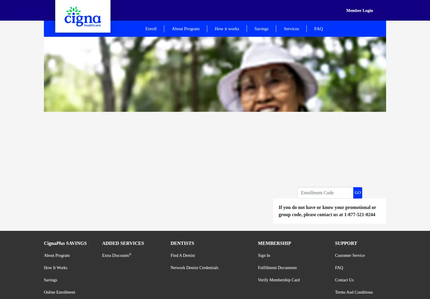 Screenshot of cignaplussavings.com