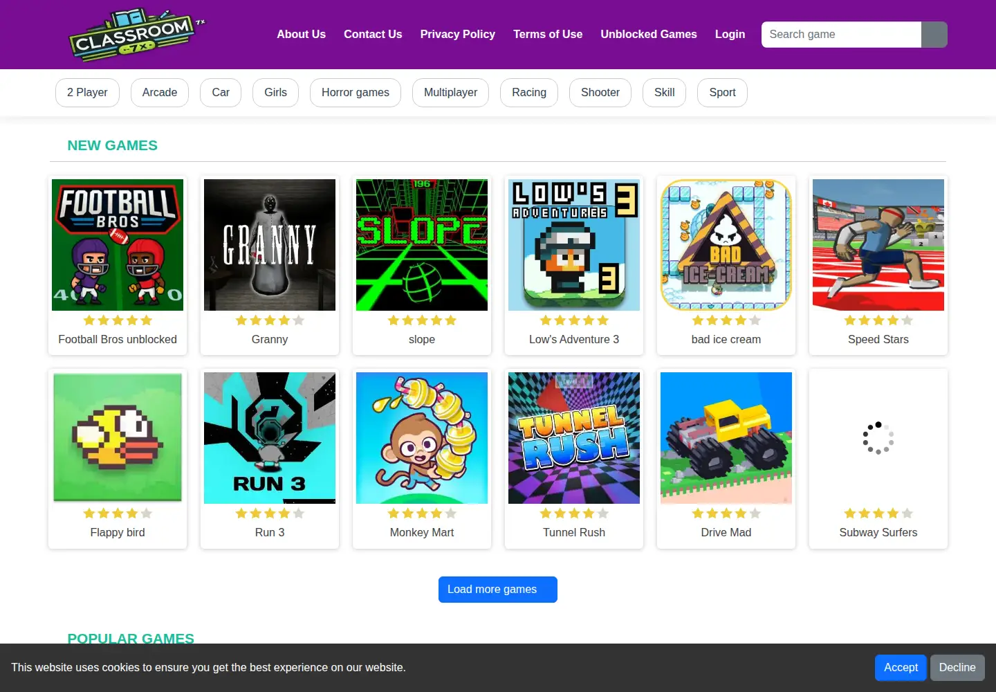 Screenshot of classroom-7x.com