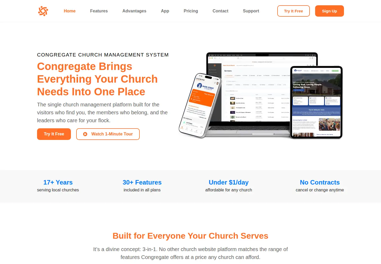 Captured homepage of congregateonline.com in the current scan